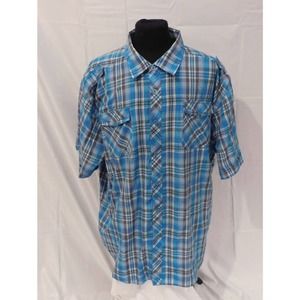 Seventy 7 Men's Shirt Short Sleeve Multi-Plaid Button-Down 2 Pockets Size 5XL